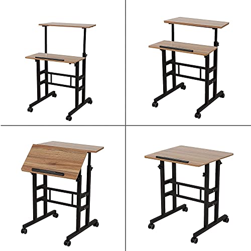 SDADI 2 Inches Carpet Wheels Mobile Standing Desk Stand Up Desk Height Adjustable Home Office Desk with Standing and Seating 2 Modes 3.0 Edition,Oak S001BFDT - Thumbnail 3