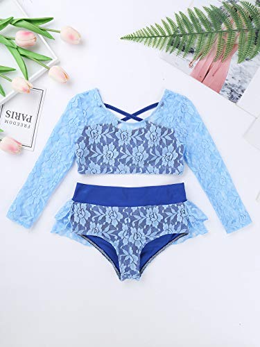 Image of Agoky Kids Girls 2PCS Sports Outfits Ballet Gym Sequins Mermaid Tank Top Shorts Set Tankini Swimwear Gymnastics Tracksuit