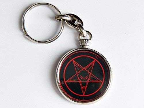 Moody Motorz SIGIL OF BAPHOMET Church of Satan Quality Chrome Keyring Picture Both Sides