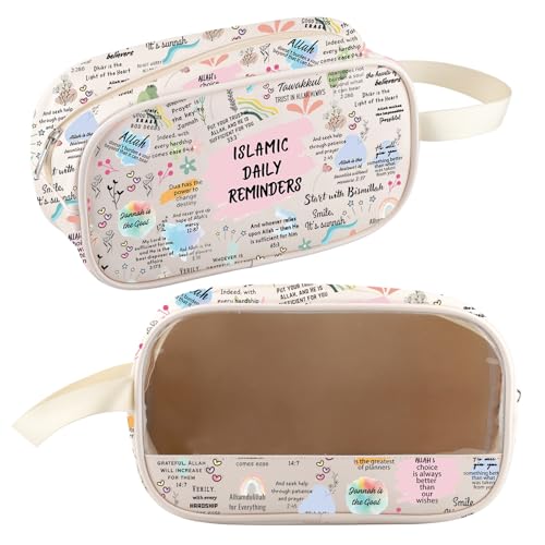 Trousse de toilette islamique transparente FEELMEM beige pour affirmations quotidiennes