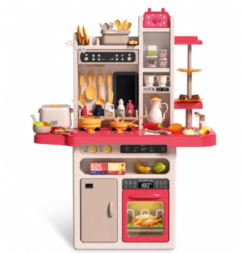 Image of Kids Kitchen Play Set, 81 Pcs Pretend Cooking Set with Water Sink, Lights & Sounds