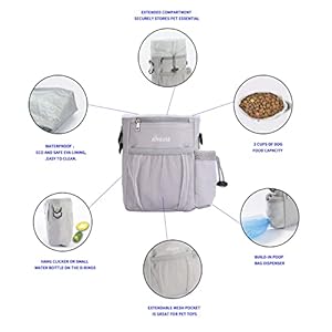   JOYEUSE-Dog-Treat-Pouch-With-Poop-Bag-Dispenser-Toy-Storage-Bag-3-Ways-To-Wear-Waterproof-Easy-To-Clean-Suitable-For-Training-Walking-Grey