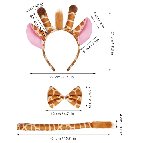 Marrywindix Khaki Giraffe Costume Tutu Set Animal Fancy Dress Costume Kit Halloween Party Dress Up Accessories