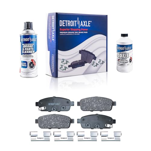 Image of Detroit Axle - Rear Brake Pads for Chevy Cruze Limited Orlando Sonic Trax Volt Buick Cascada Encore Verano Cadillac ELR Ceramic Brake Pads w /Hardware Replacement
