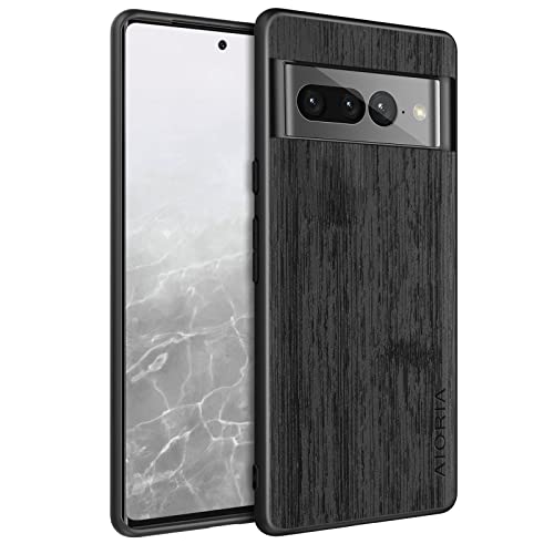 Yvpwt For Google Pixel 7 Pro Case Slim Simulation Wood Grain Ultra Thin Wireless Charging Anti-Scratch Shockproof Drop Proof Protective Durable Matte Case For Google Pixel 7 Pro (Black) #TOP6