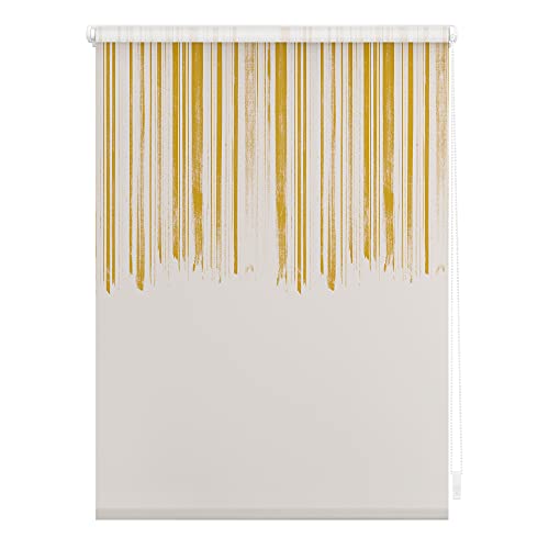 Lichtblick Klemmfix Verdunklungs-Rollo mit Motiv, ohne Bohren, Blickdicht, Seitenzugrollo, Made in Germany, Julia Schumacher, Flowing Honey - Gelb 80 cm x 150 cm (B x L)