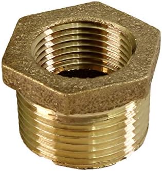 Supply Giant CSCV1142 1-1/4'' Male NPT x 1 Inch Female NPT Brass Lead-Free Bushing, Fitting with Hexagonal Head, Brass Construction, Higher Corrosion Resistance Economical & Easy to Install