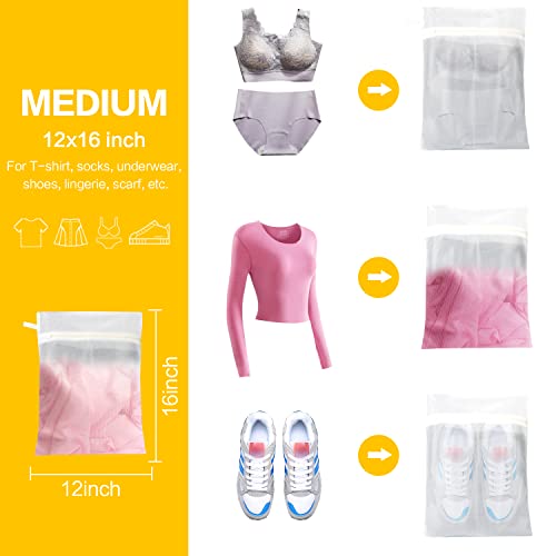 Amassmile 3 Pack Mesh Laundry Bags For Delicates,Laundry Bag For Washing Machine,12 X 16 Inches(Medium) Have Hanger Loops,Fine Mesh Wash Bag For Underwear,Lingerie,Bra,Pantyhose,Shoes,Socks #TOP3