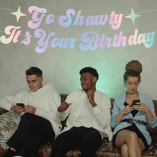 Go Shawty It’s Your Birthday Banner,Iridescent,Pre-Strung,Hip Hop Happy Birthday Banner Sign for Women Men Adult Her Funny 21st 30th 40th 50th 60th 80th Rap Theme Party Supplies,Ideas,Gifts by Filahubay - Image 6