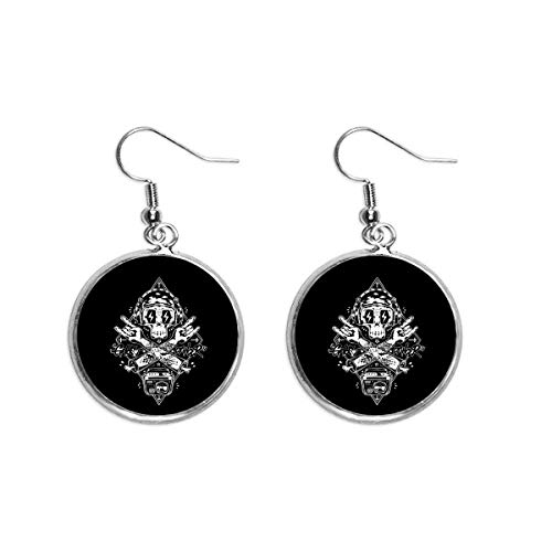 Pendiente de plata fina con cráneo melómano y detalles de alta joyería alternativa