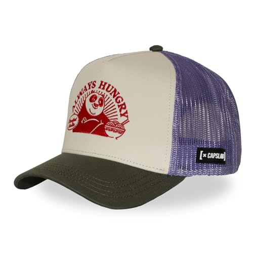 Capslab Czapka męska i damska, czapka Trucker Kung Fu Panda, regulowana przez Snapback, Beżowy/khaki/fioletowy/czerwony, rozmiar uniwersalny