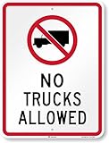 SmartSign 24 x 18 inch “No Trucks Allowed” Metal Sign, 80 mil Aluminum, 3M Laminated High-Intensity Grade Reflective Material, Red, Black and White