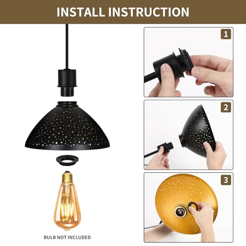 Image of Metal Lamp Shade For Floor Lamp, Etched Stars Torchiere Lamp Replacement