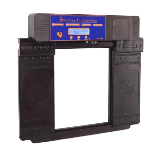 Naroote Puerta Automática para Gallinero, Fácil de Usar, Control Remoto, Puerta para Gallinero, Pantalla LED Programable, Modo Múltiple Seguro para Exteriores (Marron Oscuro)