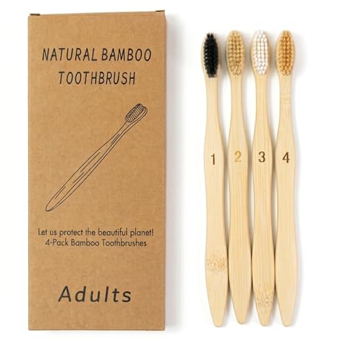 TIKITAKA FTG Bamboo Toothbrush Variety 4 Pack Boar Horse Nylon Bristles
