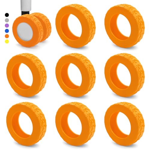 Bellanova Juego de 8 Fundas para Ruedas de Equipaje de Silicona, Protección de Ruedas, Silencioso, Antideslizante, No se Cae, para Maleta y Silla de Oficina (Naranja)