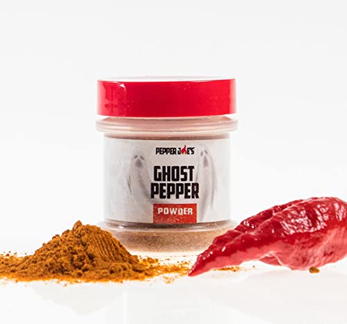 Pepper Joe’s Ghost Pepper Powder – Extremely Hot Chili Powder Rub – 1/2oz Shaker Jar – Finely Ground Pure Hot Pepper Powder for Spicy Cooking