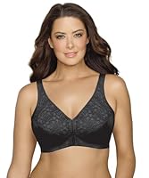 Exquisite Form Front Close Wireless Plus Size Posture Bra with Lace, Size 46C, Black