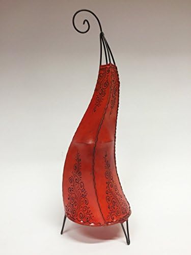Marrakesch Oosterse staande lamp Daya Orange 70cm lederen lamp Hennalamp lamp | Marokkaanse grote staande lampen van metaal, lampenkap van leer | Oosterse decoratie uit Marokko, kleur oranje photo 3