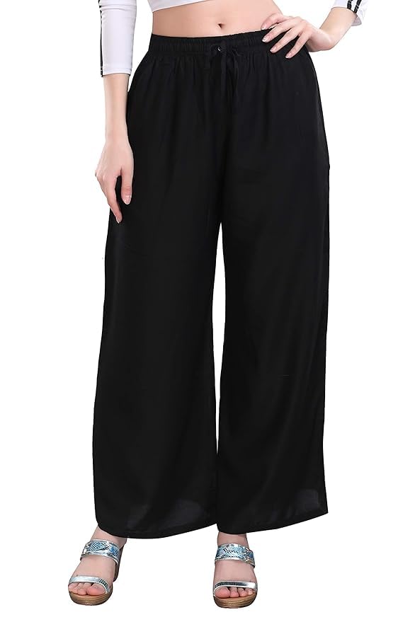 mpk perfect Regular Loose Fit XXL Size Black Colour 100% Cotton Palazzo for Women-picture-39
