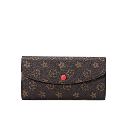 Preisvergleich Produktbild Ldyia Brieftaschendruck Damen Clutch Bag Retro Geldbörse Lange Multi-Karten-Brieftasche Geldbörse, rot