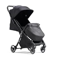 Allis Baby Flick Foldable Stroller - Automatic Folding Pushchair with Footmuff & Raincover - Lightweight Travel Friendly Buggy - PU Wheels, Adjustable Leg Rest & Harness, for Newborns to up to 22kg