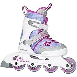 Patines K2 Softboot K2 Skates Merlin JR G 30B0911 - Patines en línea para niña, Color Blanco, Morado y Rosa