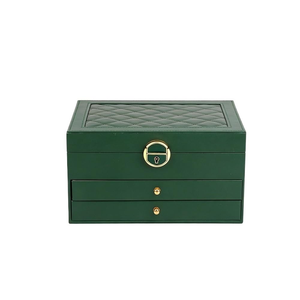 Wieże Biżuteryjne Pudełko na biżuterię ze skóry PU w ​​stylu vintage, organizer o dużej pojemności