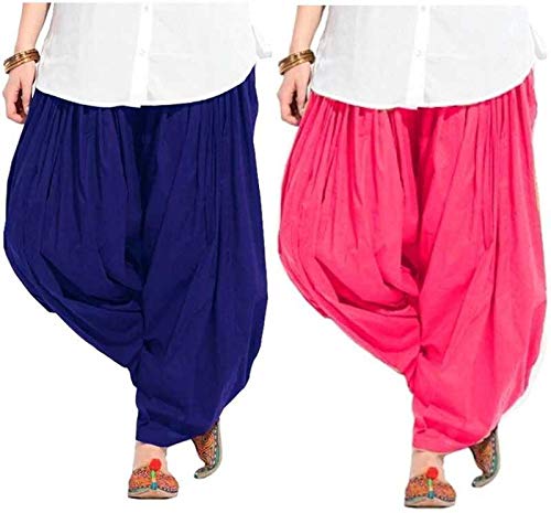 NOBHOB woman's plain cotton patiala salwar combo of 2 (free size) patiala || patiyala || patiala pants || cotton patiala || patiala combo (multicolour)