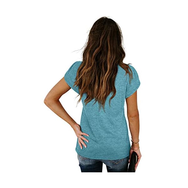 WIHOLL-Womens-Tops-V-Neck-Summer-Petal-Sleeve-Casual-Tshirts WIHOLL Womens Short Sleeve Tshirts Lightweight Loose Casual Tops GreyGreen L