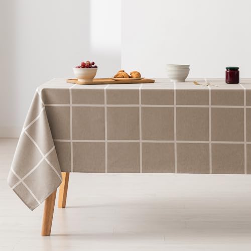 Nappe jacquard imperméable au toucher tissu lin pour table chic