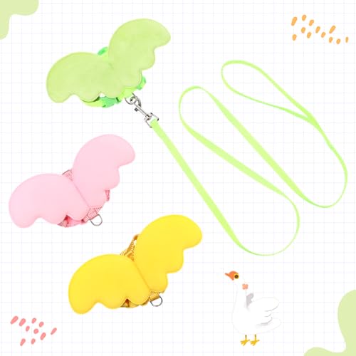 Image of SATINIOR 3 Pack Harness and Leash for Pet Ducks, Real Duck Collar and Leash Soft and Adjustable Harness Training Traction Rope Collar for Young Adult Pet Goose Chicken Hen (Pink Green Yellow,S)