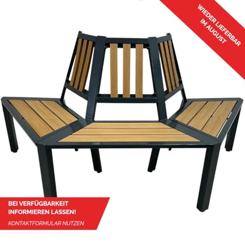 abc HOME | Baumbank Halbrund 162 cm WPC & Aluminium Anthrazit/Braun Wetterfeste Gartenbank Rundbank Erweiterbar zum 360 Baumring Rostfrei & Pflegeleicht