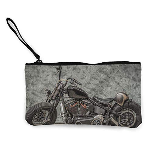 Preisvergleich Produktbild Münztasche Harley Davidson Motorrad Segeltuch Münzgeldbörse Handytasche Kartentasche mit Griff und Reißverschluss