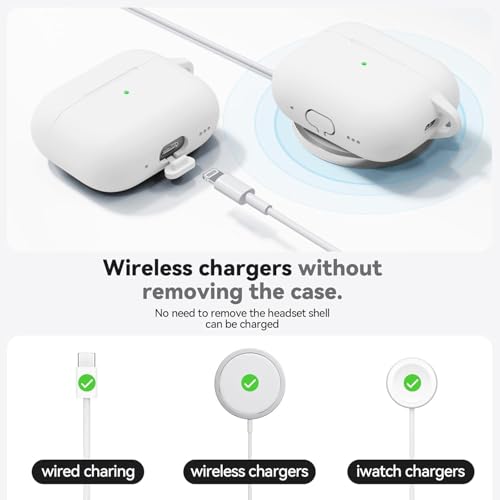 Image of Meyaar for AirPods Pro 3 Case 2025 with Cleaner Kit,Soft Silicone Protective Cases for Apple AirPods Pro 3rd Generation Case for Women Men,AirPod Pro 3 Cases Cover Accessories with Keychain(White)