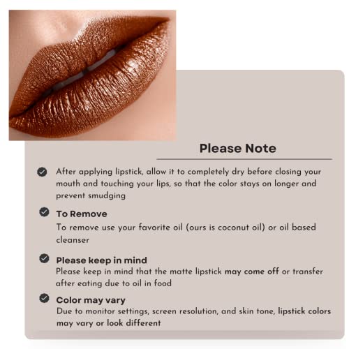 Mynena Metallic Lipstick Liquid Sexy Frosted Lightweight Long Lasting Non-Transferable Waterproof | Gluten-Free Paraben-Free Talc-Free Cruelty-Free And Vegan | Bronce #TOP4