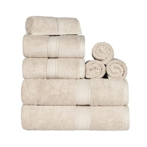 SUPERIOR Egyptian Cotton Ultra Plush & Absorbent, 8 Piece Set, Cream