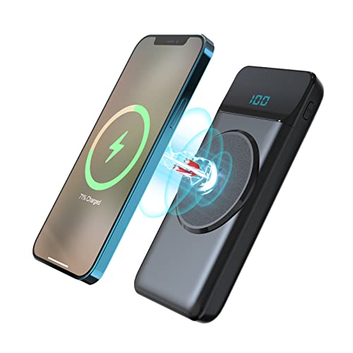 Wireless Power Bank 10000mAh, KOOSEED Portable Charger PD 20W QC 3.0 Fast Charging, 15W Wireless Charging, USB C Battery Pack Compatible with Samsung, Xiaomi, Magnetic Power Bank for iPhone 13/12