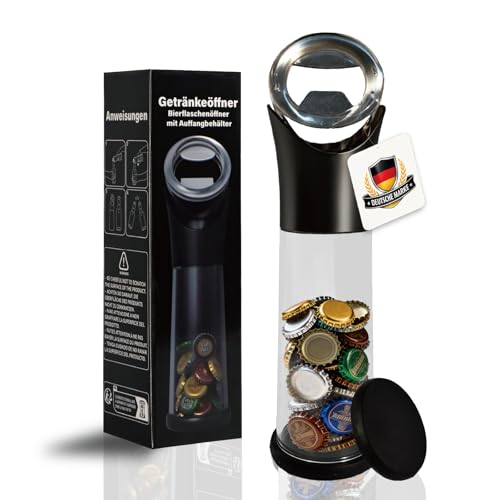 Nordkai Flaschenöffner mit Auffangbehälter – Robuster Bieröffner mit ergonomischem Design und Kronkorken-Sammler ideal für Partys BBQs Zuhause Bars Reisen Geschenk für Männer