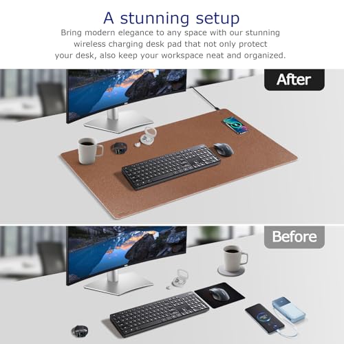 Pad para escritorio con carga inalámbrica EYStech marrón 32x16 miniatura 2