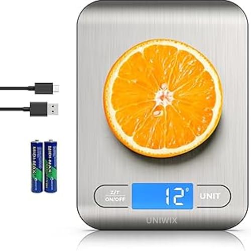 Food Scale with USB Rechargeable, Digital Kitchen Baking, Cooking, LCD Display, Medium, 304 Stainless Steel 10kg Digital Display Battery Powered