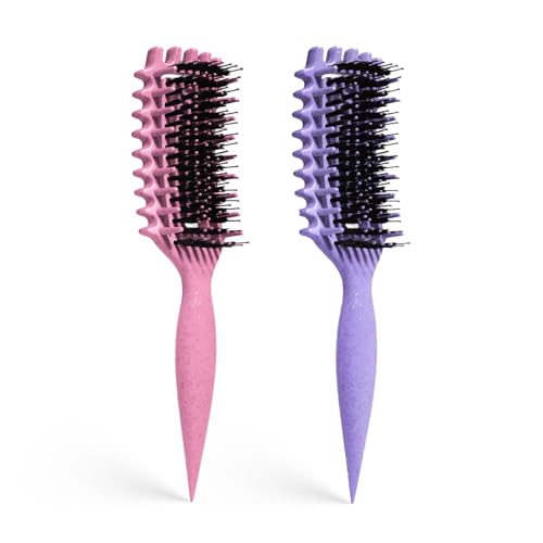 Image of Curly Hair Brush Candybrush Curl Defining Brush for Detangling Shaping and Defining Curls for Women, Men, Wet & Dry Hair (Purple Pink)