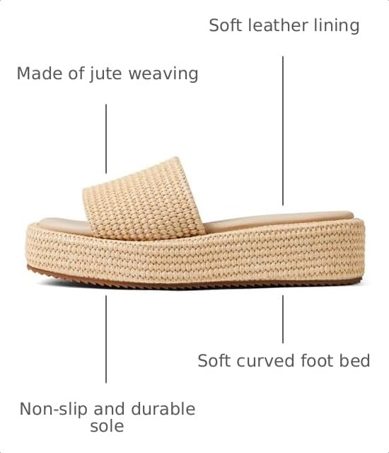 Image of EQAUDES Platform Sandals Women Slip on Espadrille Wedges Slides Bohemia Sandals Flatform Open Toe Beach Sandals