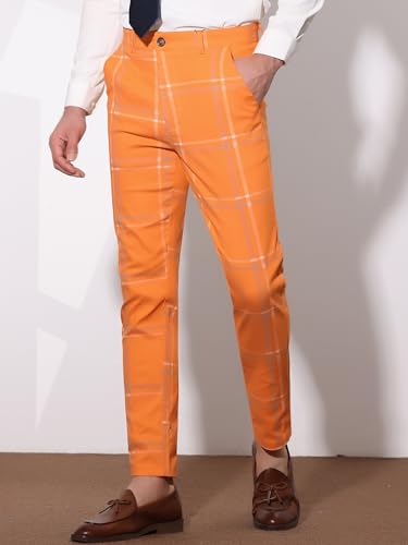 Lars Amadeus Men's Dress Plaid Slim Fit Flat Front Business Prom Checked Trousers2