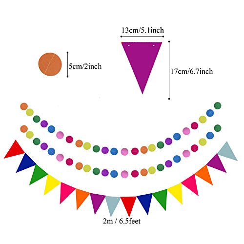 Zerodeco ZC288 Party Decoration, 21 Pcs Multi-Color Hanging Paper Fans, Pom Poms Flowers, Garlands String Polka Dot And Triangle Bunting Flags For Birthday Parties, Wedding Décor, Fiesta Or Mexican Party thumb #4