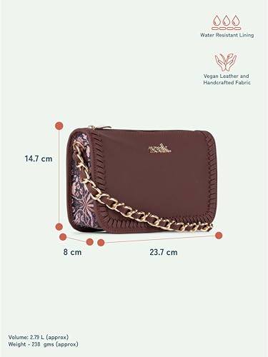 Image of ZOUK Small Shoulder Bag Bag for Women | Stylish Vegan Leather Shoulder Bag with Gold Chain Handle | Water-Resistant | Chic & Handcrafted Purse |