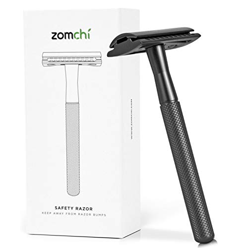 Safety Razor for Men, Double Edge Razor with Texture Handle, Metal Shaving Razor with a Delicate Box, Metal Razor Women, Fits All Double Edge Razor Blades (Black)