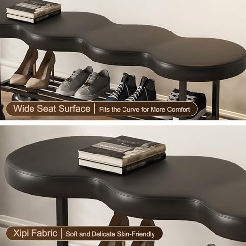 Banc de rangement en cuir avec assise rembourrée pour optimiser l'entrée - 6