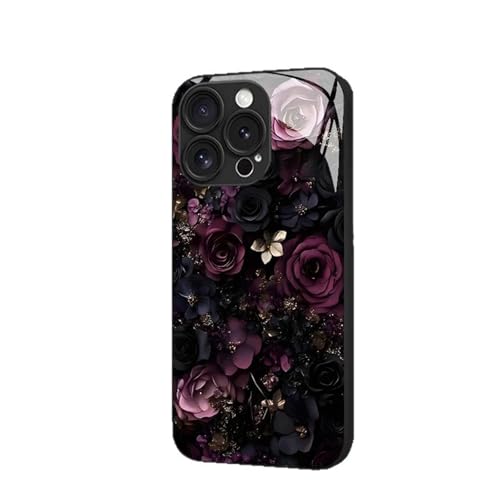 Dark Night Rose �n�[�h�P�[�X�A�ϏՌ������S�������K���X�AiPhone 13/14/15/16/17 Pro Max �p(For 16Pro MAX)