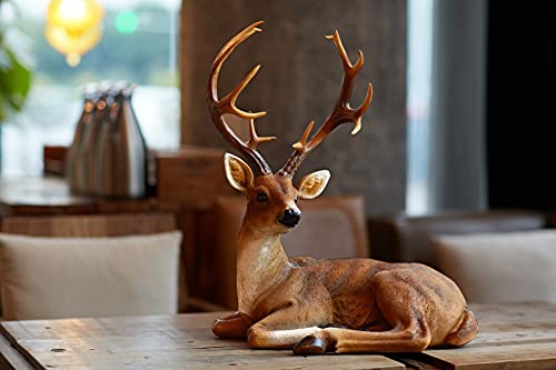 Xtapan 21.3" Resin Deer Buck Statues Figurine Sculpture Lawn Ornaments Animals Yard Art Garden Statues And Figurines Outdoors Decorations For Home Office Decor #TOP4